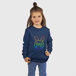 Свитшот хлопковый детский Радужный кролик, цвет: тёмно-синий — фото 2