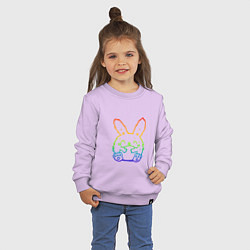 Свитшот хлопковый детский Радужный кролик, цвет: лаванда — фото 2