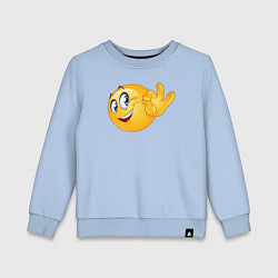 Свитшот хлопковый детский Эмодзи - ОК, цвет: мягкое небо