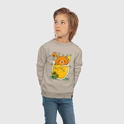 Свитшот хлопковый детский Медвежонок в баночке меда, цвет: миндальный — фото 2