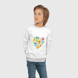 Свитшот хлопковый детский Цветочный орнамент в форме сердца Любовь, цвет: белый — фото 2