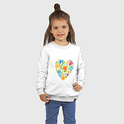 Свитшот хлопковый детский Цветочный орнамент в форме сердца Любовь, цвет: белый — фото 2