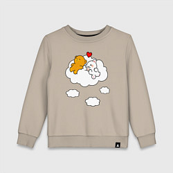 Свитшот хлопковый детский Влюбленные медвежата на облаке, цвет: миндальный