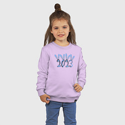 Свитшот хлопковый детский 2023 год с ушами, цвет: лаванда — фото 2