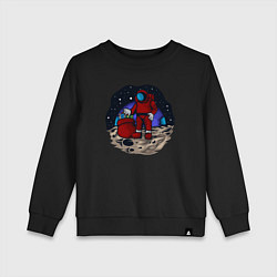 Свитшот хлопковый детский Санта космонавт, цвет: черный