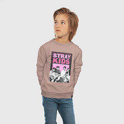 Свитшот хлопковый детский Stray Kids boy band, цвет: пыльно-розовый — фото 2