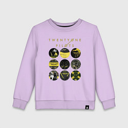 Свитшот хлопковый детский Twenty One Pilots коллаж, цвет: лаванда