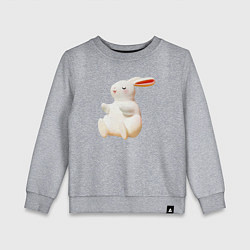 Свитшот хлопковый детский Объемный белый заяц, цвет: меланж