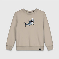 Свитшот хлопковый детский Удивлённая акула, цвет: миндальный