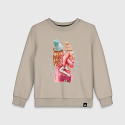 Свитшот хлопковый детский Мама с дочкой, цвет: миндальный