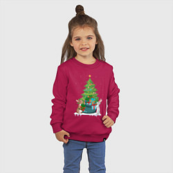 Свитшот хлопковый детский Кролики елка и мешок подарков, цвет: маджента — фото 2