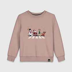 Свитшот хлопковый детский Beatles Christmas, цвет: пыльно-розовый