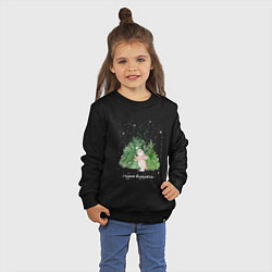 Свитшот хлопковый детский Кролик и снежинки акварельная иллюстрация, цвет: черный — фото 2