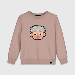 Свитшот хлопковый детский Мультяшная голова Эйнштейна, цвет: пыльно-розовый