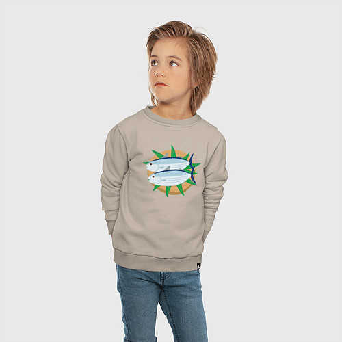 Детский свитшот Полосатый тунец / Миндальный – фото 4