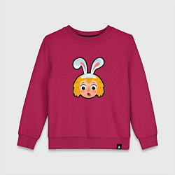 Свитшот хлопковый детский Мультяшная девочка с ушами зайца, цвет: маджента