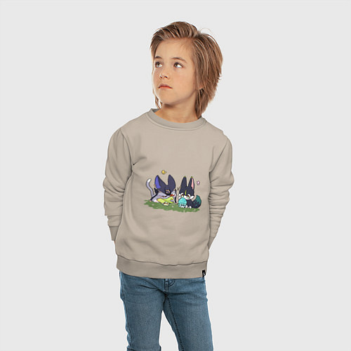 Детский свитшот Котики Сайно и Тигнари / Миндальный – фото 4