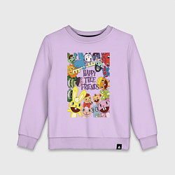 Свитшот хлопковый детский Happy three friends - poster, цвет: лаванда