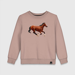 Свитшот хлопковый детский Чистокровная верховая лошадь, цвет: пыльно-розовый
