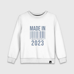 Свитшот хлопковый детский Made in 2023, цвет: белый