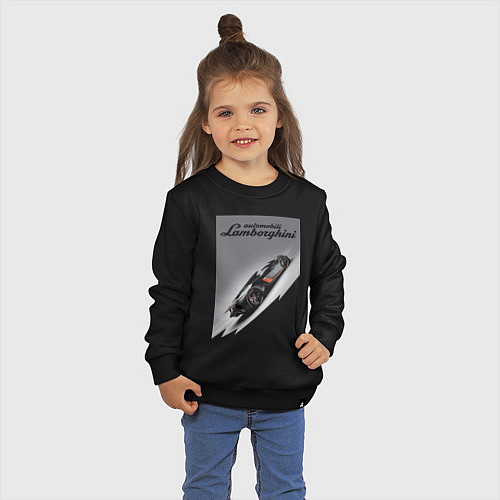 Детский свитшот Lamborghini - concept - sketch / Черный – фото 3