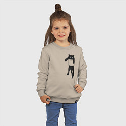 Свитшот хлопковый детский Черный котик в кармане, цвет: миндальный — фото 2