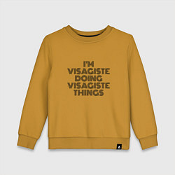 Свитшот хлопковый детский Im visagiste doing visagiste things vintage, цвет: горчичный