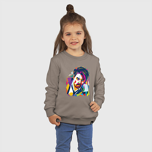 Детский свитшот Портрет Джонни Деппа полигональный / Утренний латте – фото 3