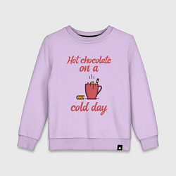 Свитшот хлопковый детский Горячий шоколад в холодный день, цвет: лаванда
