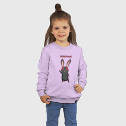 Свитшот хлопковый детский Черный кролик здоровается, цвет: лаванда — фото 2