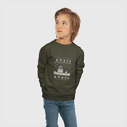 Свитшот хлопковый детский Новогодние тоторики - ugly sweater, цвет: хаки — фото 2