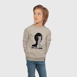 Свитшот хлопковый детский Джон Леннон - портрет, цвет: миндальный — фото 2