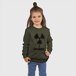 Свитшот хлопковый детский Danger radiation symbol, цвет: хаки — фото 2