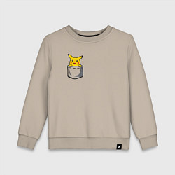Свитшот хлопковый детский Пикачу в кармане арт, цвет: миндальный