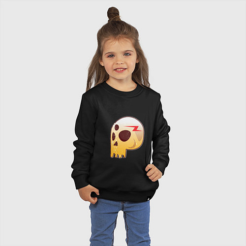 Детский свитшот Трёглазый череп с молнией / Черный – фото 3