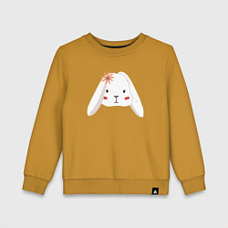 Свитшот хлопковый детский Зайка с цветком, цвет: горчичный