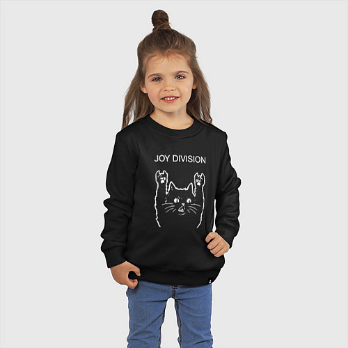 Детский свитшот Joy Division рок кот / Черный – фото 3