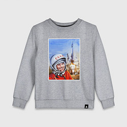 Свитшот хлопковый детский Юрий Гагарин на космодроме, цвет: меланж