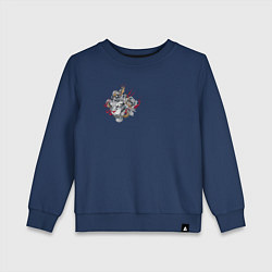 Свитшот хлопковый детский Японские тигры и змеи, цвет: тёмно-синий