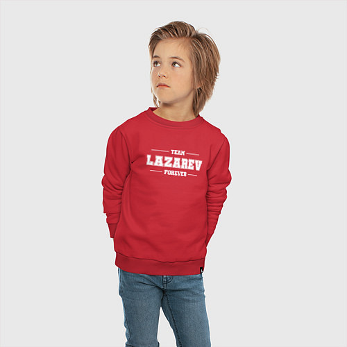 Детский свитшот Team Lazarev forever - фамилия на латинице / Красный – фото 4