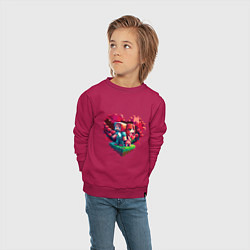 Свитшот хлопковый детский Влюбленные в Minecraft, цвет: маджента — фото 2