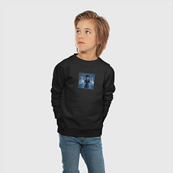 Свитшот хлопковый детский Уэнсдей с пираньями арт, цвет: черный — фото 2