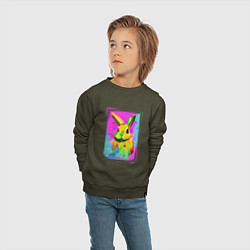 Свитшот хлопковый детский Милый разноцветный зайчик, цвет: хаки — фото 2