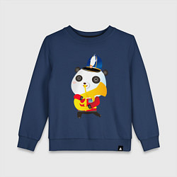 Свитшот хлопковый детский Панда-музыкант, цвет: тёмно-синий