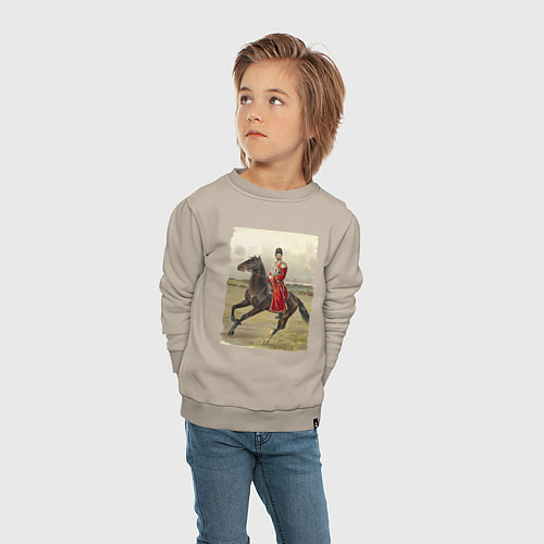 Детский свитшот Николай II на коне / Миндальный – фото 4
