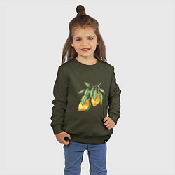 Свитшот хлопковый детский Лимоны на ветке, цвет: хаки — фото 2