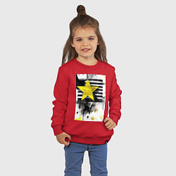 Свитшот хлопковый детский Желтая звезда на полосах, цвет: красный — фото 2