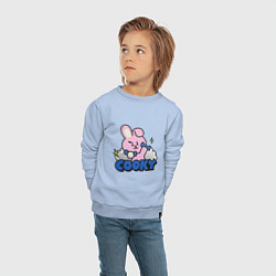 Свитшот хлопковый детский Cooky BT21 Jungkook, цвет: мягкое небо — фото 2