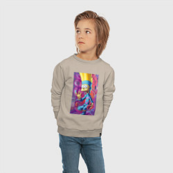 Свитшот хлопковый детский Bart Simpson - neural network - fantasy, цвет: миндальный — фото 2