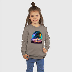 Свитшот хлопковый детский Киборг и космический пейзаж, цвет: утренний латте — фото 2